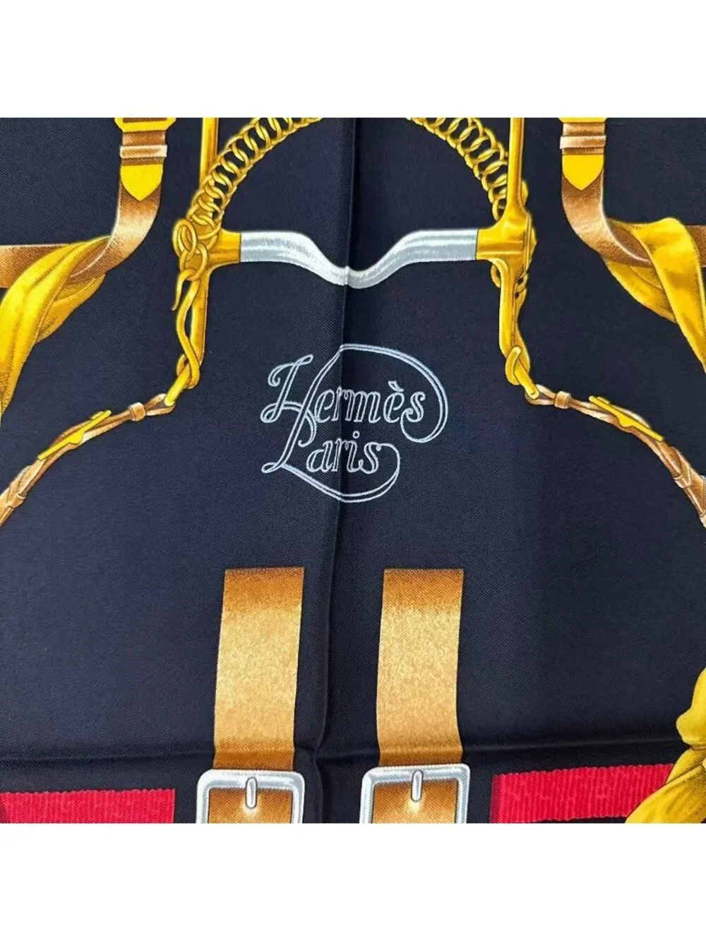 Hermes Carre 90 Scarf Silk Grand Manege Great Training Technique Black